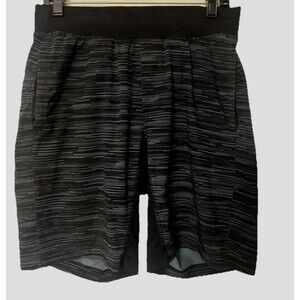Lululemon T.H.E  Short Mens  9" Size M Gray Active Sports Linerless Black Shorts
